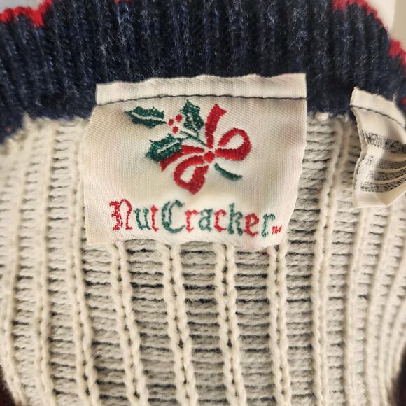 VTG Nutcracker Ugley Festive Christmas Sweater Navy Blue Santa Themed Sized M - Picture 4 of 5